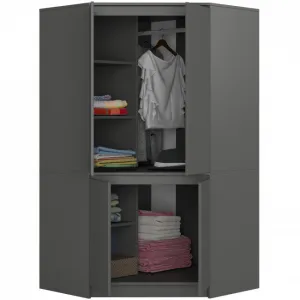 Ak furniture Rohová šatní skříň CLP 100 cm 4D grafitově šedá