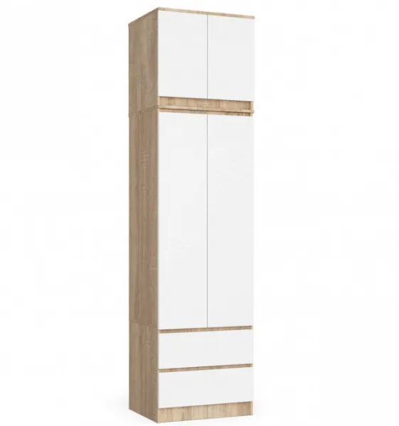 Ak furniture Nadstavec na skriňu Star 60 cm biely/dub sonoma mat