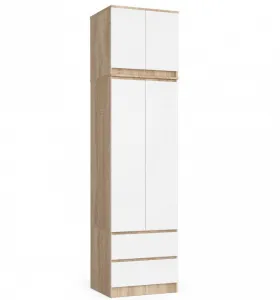 Ak furniture Nadstavec na skriňu Star 60 cm biely/dub sonoma mat