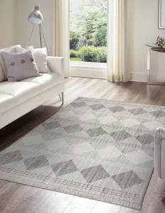 Šnúrkový koberec NANO EO61A Romby sivo - biely