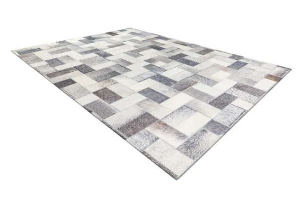 Koberec PATCHWORK 21723 sivý - imitácia kože krava, deski