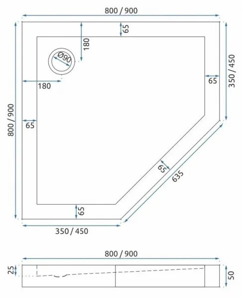 REA/S - Sprchovací kút DIAMOND 80x80 - čierna matná + sprchova vanička Diamond, biela KPL-06900