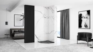 REA/S - Sprchovací kút DIAMOND 80x80 - čierna matná + sprchova vanička Diamond, biela KPL-06900