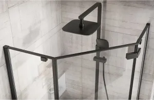 REA/S - Sprchovací kút DIAMOND 80x80 - čierna matná + sprchova vanička Diamond, biela KPL-06900