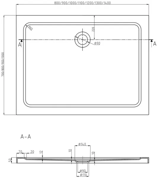 MEXEN - Flat Sprchová vanička obdĺžniková slim 140 x 100, čierna 40701014