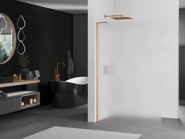 MEXEN/S - Kioto L Sprchová zástena WALK-IN 120 x 200, dekor, meď kartáčovaná 800-120-103-65-30