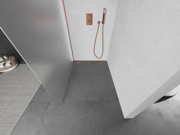 MEXEN/S - Kioto L Sprchová zástena WALK-IN 120 x 200, dekor, meď kartáčovaná 800-120-103-65-30