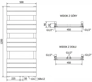 MEXEN - Ceres vykurovací rebrík/radiátor 1200 x 500 mm, 481 W, chróm W111-1200-500-00-01