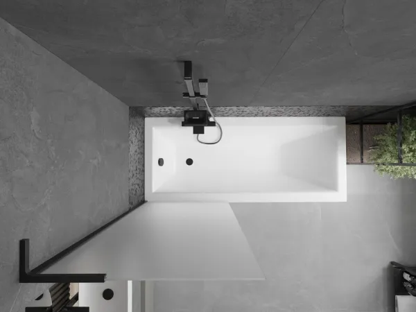 MEXEN/S - Next L vaňová zástena FIX 70 x 150, dekor, čierna 895-070-000-03-30-70