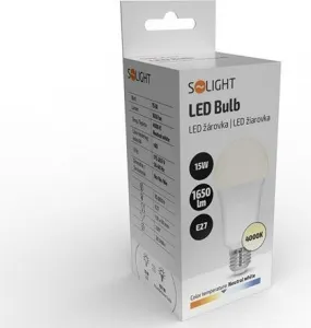 Solight LED žárovka, klasický tvar, 15W, E27, 4000K, 220°, 1650lm