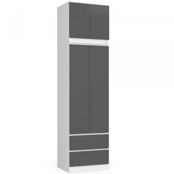 Ak furniture Nadstavec na skriňu Star 60 cm biely matný/grafit