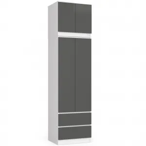 Ak furniture Nadstavec na skriňu Star 60 cm biely matný/grafit