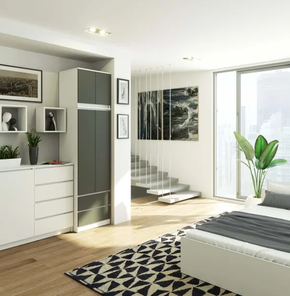 Ak furniture Nadstavec na skriňu Star 60 cm biely matný/grafit
