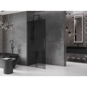 MEXEN/S - Velar L Sprchová zástena posuvná Walk-in 120 x 200, grafit 8 mm, grafit kartáčovaná 871-120-003-43-66