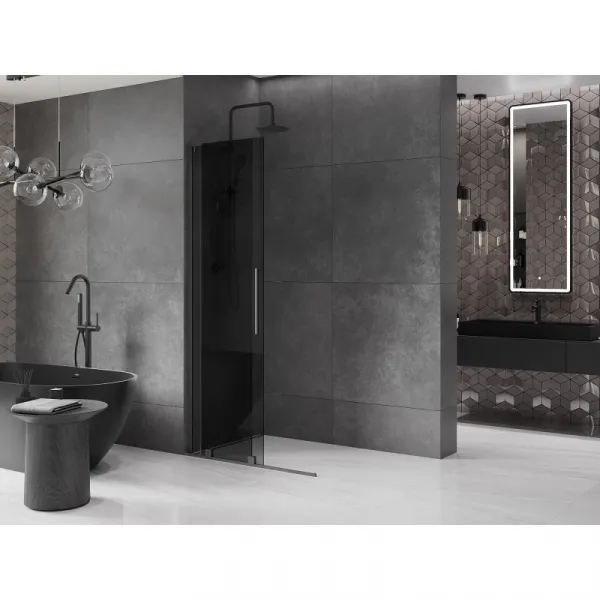 MEXEN/S - Velar L Sprchová zástena posuvná Walk-in 90 x 200, grafit 8 mm, grafit metal 871-090-003-43-95