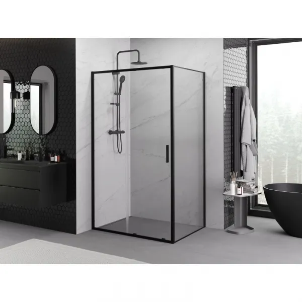 MEXEN/S - Exo sprchovací kút, posuvné dvere 155 x 70, transparent, čierna 8151-155-070-70-00