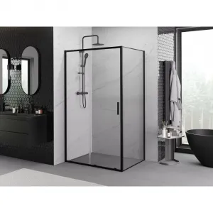MEXEN/S - Exo sprchovací kút, posuvné dvere 155 x 70, transparent, čierna 8151-155-070-70-00