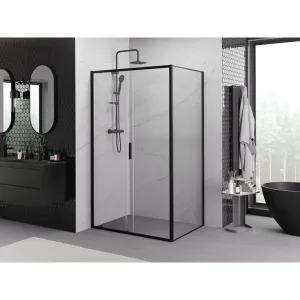 MEXEN/S - Exo sprchovací kút, posuvné dvere 155 x 70, transparent, čierna 8151-155-070-70-00