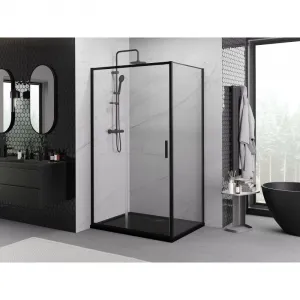 MEXEN/S - Exo sprchovací kút, posuvné dvere 155 x 70, transparent, čierna 8151-155-070-70-00