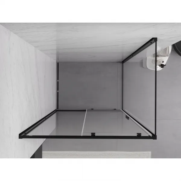 MEXEN/S - Exo sprchovací kút, posuvné dvere 155 x 70, transparent, čierna 8151-155-070-70-00
