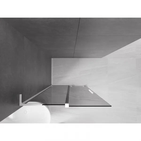 MEXEN/S - Velar L Sprchová zástena posuvná Walk-in 90 x 200, grafit 8 mm, biela 871-090-003-43-20