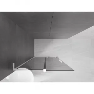 MEXEN/S - Velar L Sprchová zástena posuvná Walk-in 90 x 200, grafit 8 mm, biela 871-090-003-43-20