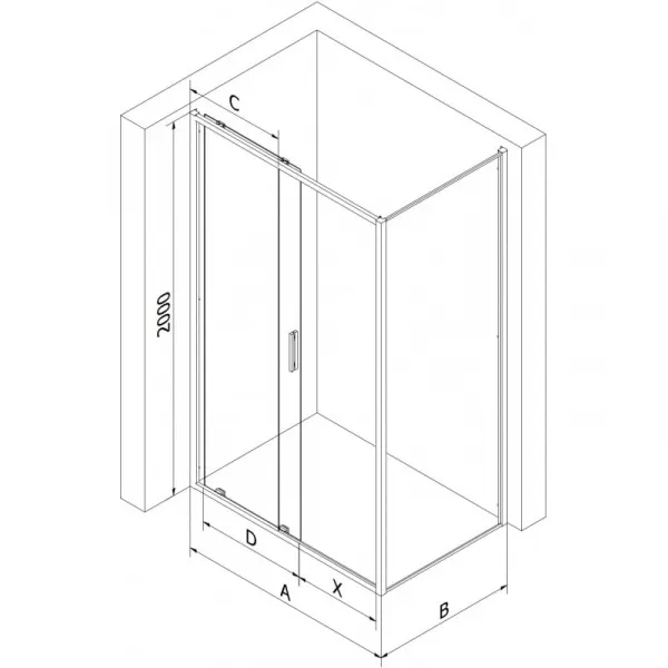 MEXEN/S - Exo sprchovací kút, posuvné dvere 155 x 100, transparent, chróm 8151-155-100-01-00