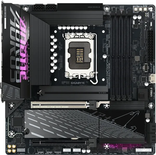 GIGABYTE MB Sc LGA1851 B860M AORUS ELITE WIFI6E, Intel B860, 4xDDR5, 1xUSB4, 1xDP, 1xHDMI, WiFi, mATX