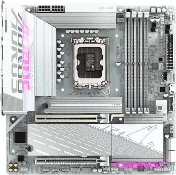 GIGABYTE MB Sc LGA1851 B860M AORUS ELITE WIFI6E ICE, Intel B860, 4xDDR5, 1xUSB4, 1xDP, 1xHDMI, WiFi, mATX