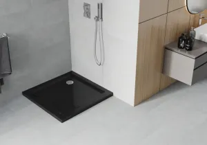 MEXEN - Flat Sprchová vanička štvorcová slim 100 x 100, čierna 40701010