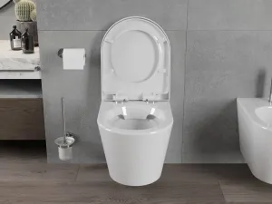 MEXEN/S - Rico Závesná WC misa Rimless vrátane sedátka s slow, Duroplast, biela 30720200