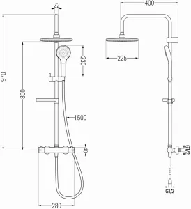 MEXEN/S - KX05 sprchový stĺp s termostatickou batériou, zlato / biela 771500591-50