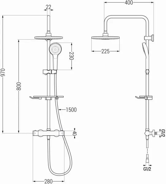 MEXEN/S - KT05 sprchový stĺp s termostatickou batériou, zlato / biela 771500593-50