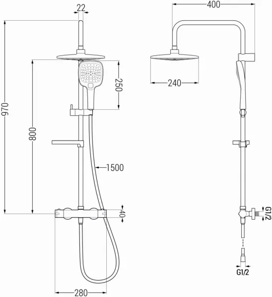 MEXEN/S - KX17 sprchový stĺp s termostatickou batériou čierna 771501791-70