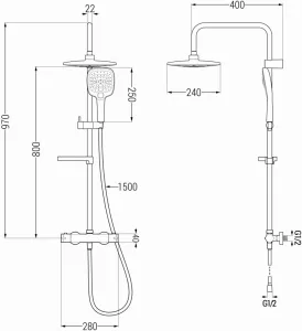MEXEN/S - KX17 sprchový stĺp s termostatickou batériou čierna 771501791-70