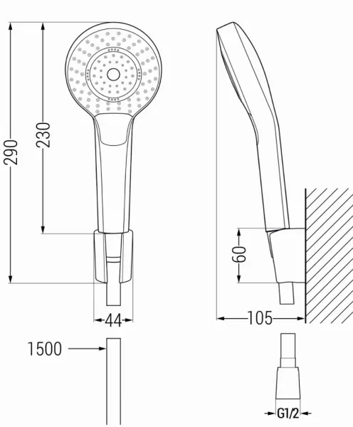 MEXEN/S - R05 Kama vaňová batéria so sprchou set, čierna 7253R05-70