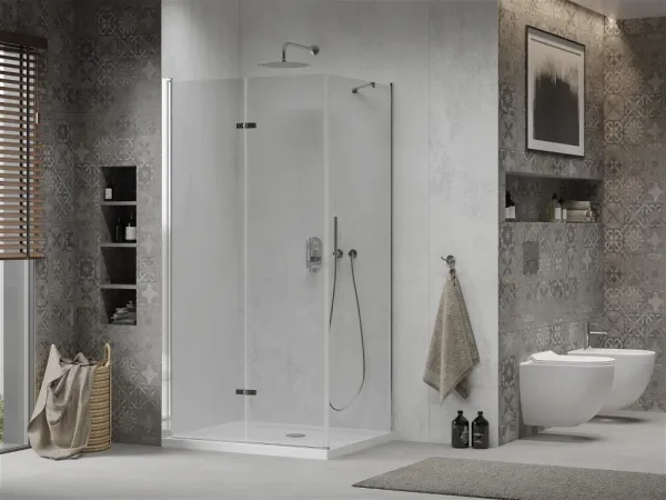MEXEN/S - Sprchovací kút zalamovací Lima 110x70, číre sklo, chróm + vanička 856-110-070-00-00-4010