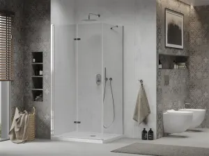 MEXEN/S - Sprchovací kút zalamovací Lima 110x70, číre sklo, chróm + vanička 856-110-070-00-00-4010