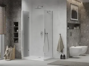 MEXEN/S - Sprchovací kút zalamovací Lima 100x70, číre sklo, chróm + vanička 856-100-070-01-00-4010
