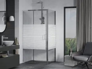 MEXEN/S - APIA sprchovací kút 100x80, dekor - pruhy, chróm 840-100-080-01-20