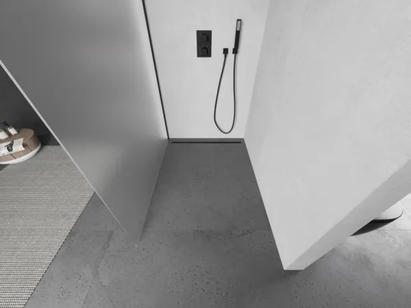 MEXEN/S - KIOTO Sprchová zástena WALK-IN 70x200 cm 8 mm, čierna, matné sklo 800-070-101-70-30