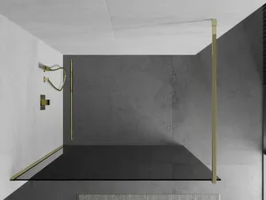 MEXEN/S - KIOTO Sprchová zástena WALK-IN 90x200 cm 8 mm, zlatá, dymové sklo 800-090-101-50-40