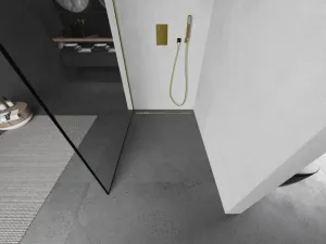 MEXEN/S - KIOTO Sprchová zástena WALK-IN 100x200 cm 8 mm, zlatá, čierny profil 800-100-101-50-70
