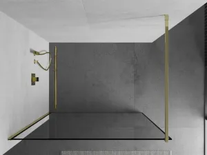 MEXEN/S - KIOTO Sprchová zástena WALK-IN 70x200 cm 8 mm, zlatá, čierny profil 800-070-101-50-70