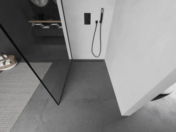 MEXEN/S - KIOTO Sprchová zástena WALK-IN 100x200 cm 8 mm, čierna, čierny profil 800-100-101-70-70