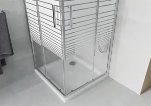 MEXEN/S - Rio Sprchovací kút štvorcový 90x90, transparent / dekor, chróm + vanička so sifónom 860-090-090-01-20-4010