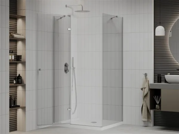 MEXEN/S - Roma sprchovací kút 110x70, kývne, číre sklo, chróm + vanička 854-110-070-01-00-4010