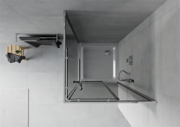 MEXEN/S - Rio Sprchovací kút štvorcový 90x90, grafit, chróm + vanička so sifónom 860-090-090-01-40-4010