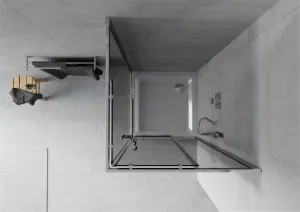 MEXEN/S - Rio Sprchovací kút štvorcový 90x90, grafit, chróm + vanička so sifónom 860-090-090-01-40-4010