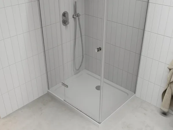 MEXEN/S - Roma sprchový kút 80x70, kyvný, číre sklo, chróm + vanička 854-080-070-01-00-4010
